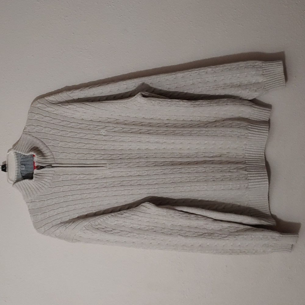 Izod Men's 1/4 Zip 100% Cotton Cable Knit Sweater